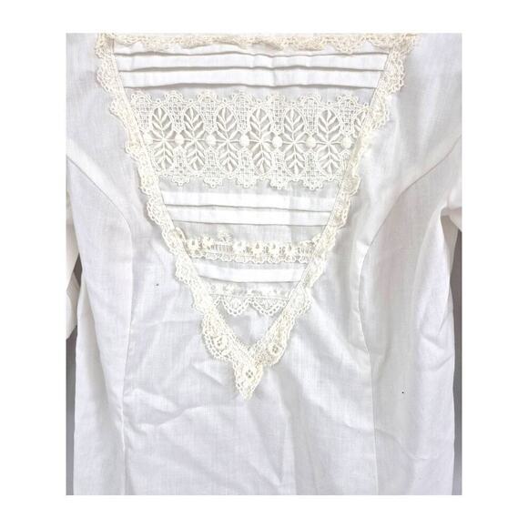 Vtg 70s Jessica's Gunnies San Francisco White Blouse Button Down Back XS Gunne - Picture 2 of 4